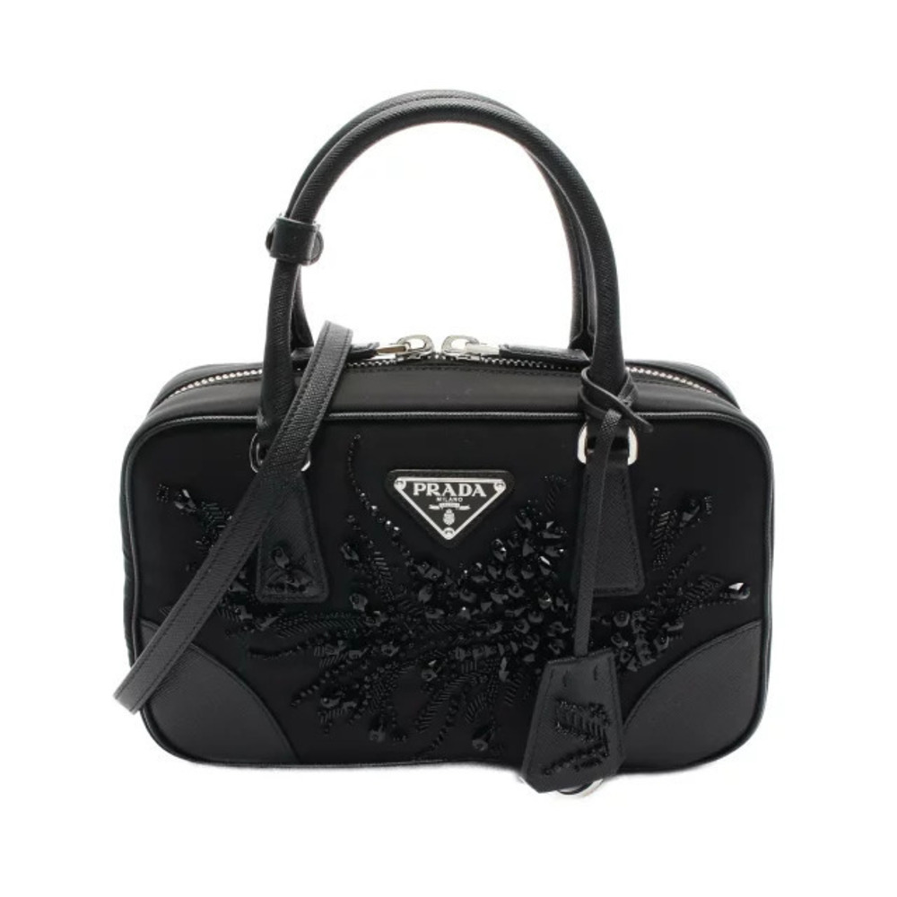 Prada Handbag SAFFIANO Black TESSUTO Saffiano Leather